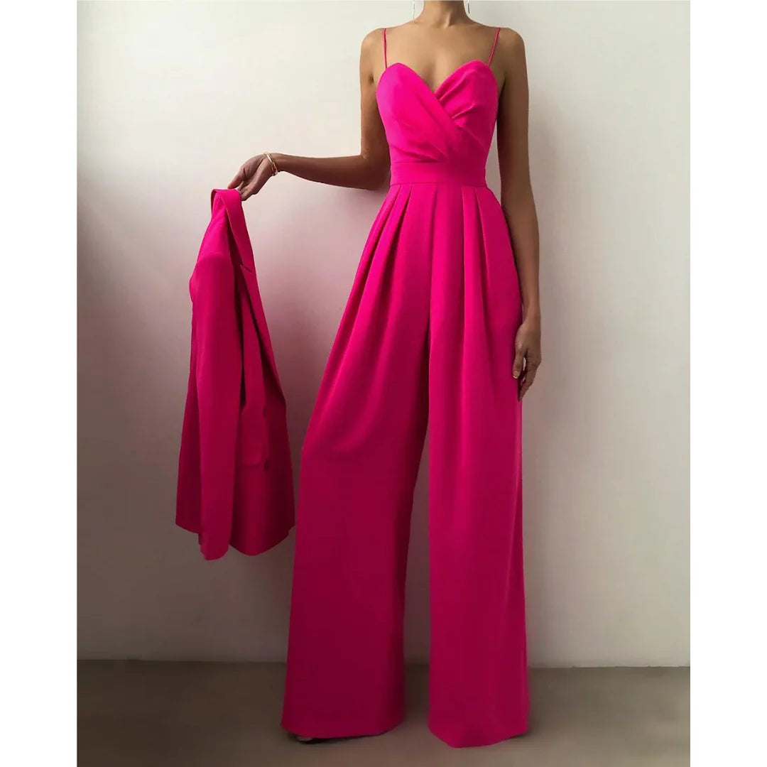 Zeryn – Wide-Leg Jumpsuit with Draped Bust and Spaghetti Straps