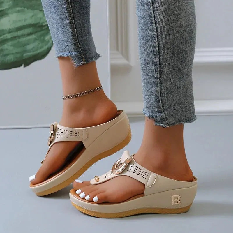 Talia | Women's Summer Wedge Sandals with Buckle Detail
