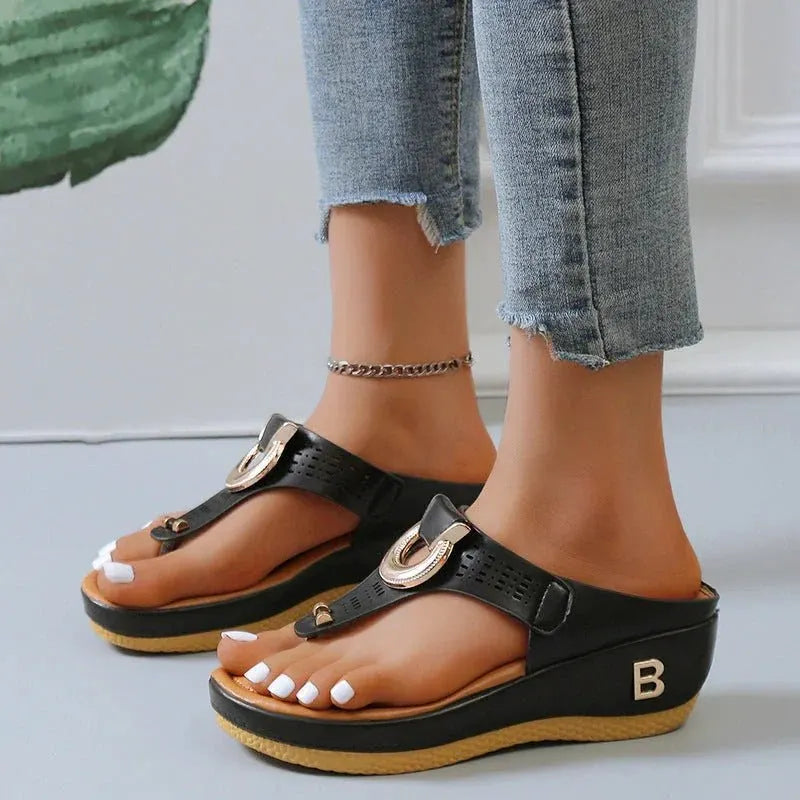 Talia | Women's Summer Wedge Sandals with Buckle Detail