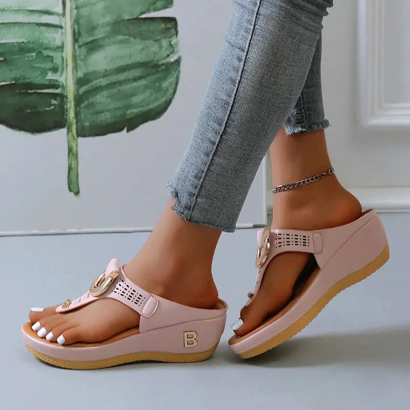 Talia | Women's Summer Wedge Sandals with Buckle Detail